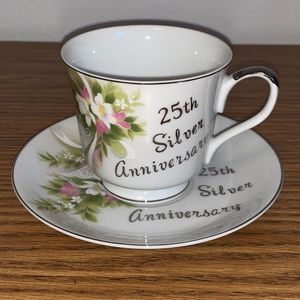 Vintage 25th Silver Anniversary Tea cup and Saucer Set